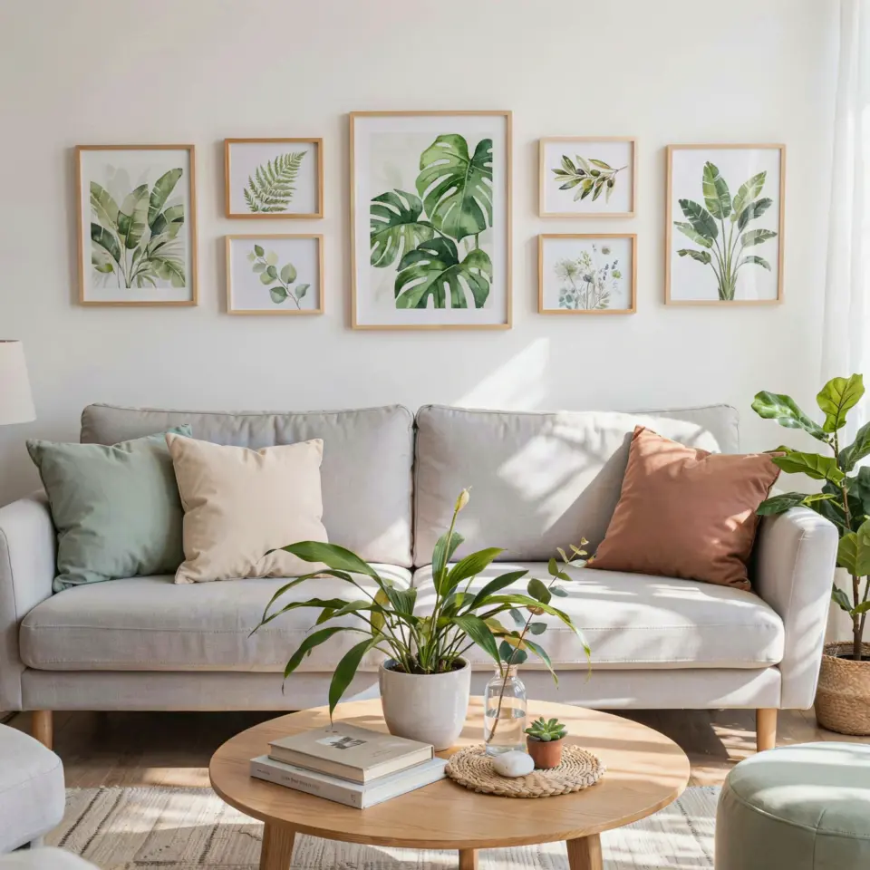 Gold Gallery Wall Picture Frame Set 7 Pieces | Botanical Framed Wall Art for Living Room | Multi-Size 11x14 8x10 5x7 4x6