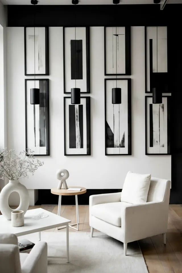 Gallery Wall Layout Ideas | Balanced Framed Art Arrangements for a Sophisticated Living Room