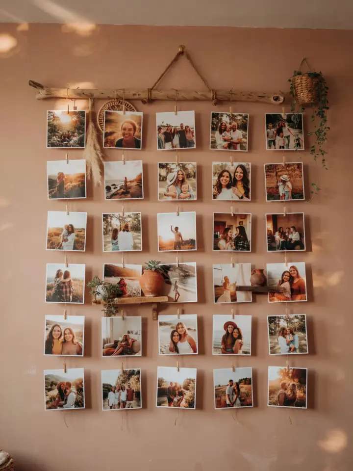 Gallery Wall Ideas with Asymmetrical Frames | Living Room Photo Wall Design