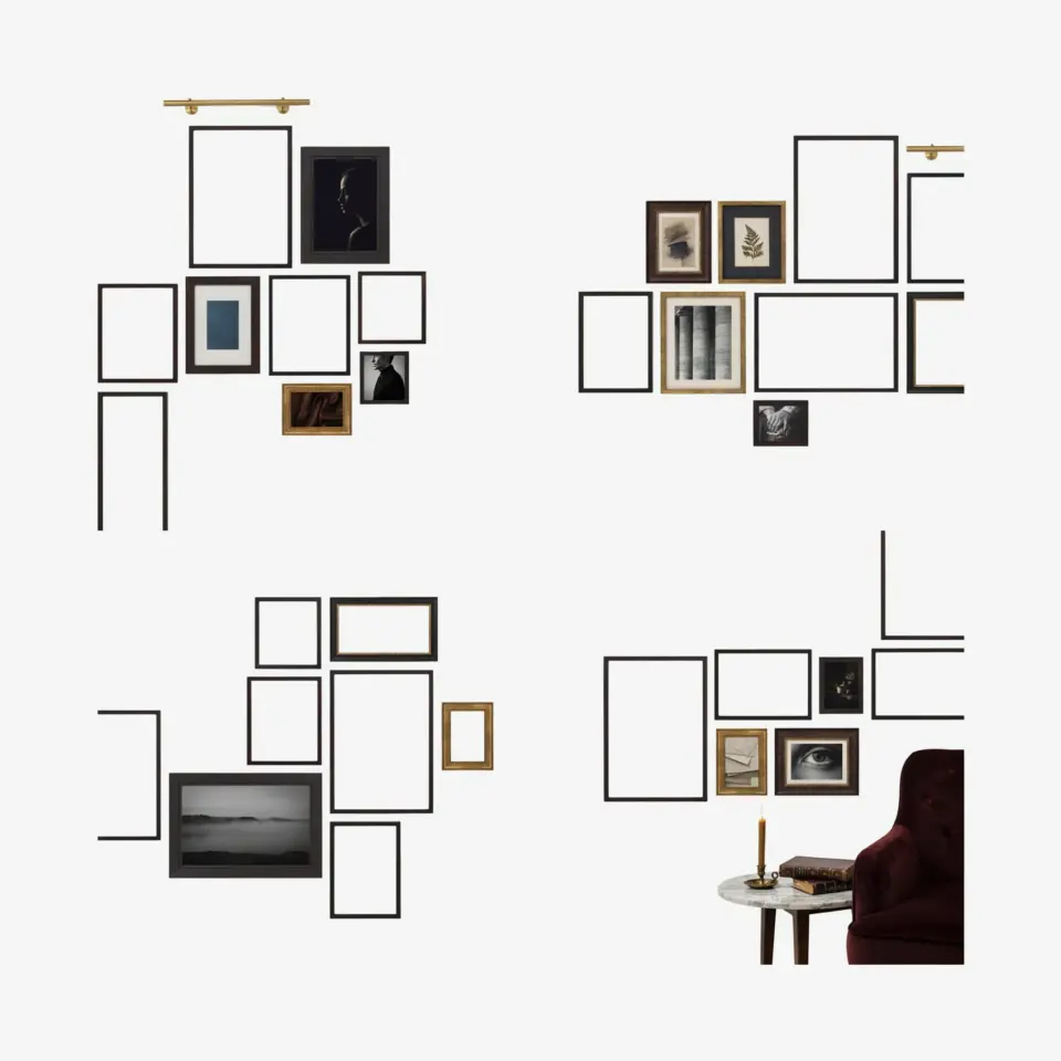 Gallery Wall Frame Set | 10 Modern Black Frames for Photo Collage Wall | PHOTOLINI