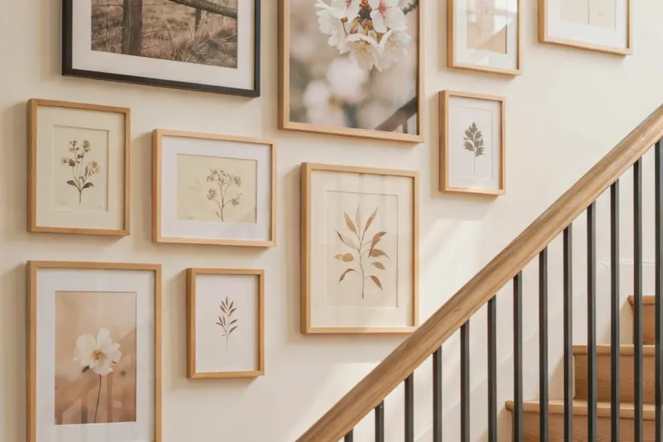 Staircase Gallery Wall Grid Layout | Family Photo Display Idea