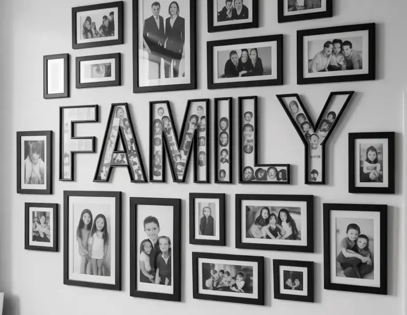 Common family gallery wall mistake with letter frames - spacing them too far apart
