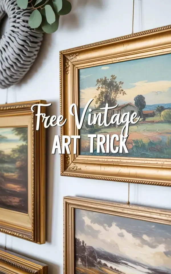 Vintage landscape paintings in gold frames β my free art trick for gallery walls