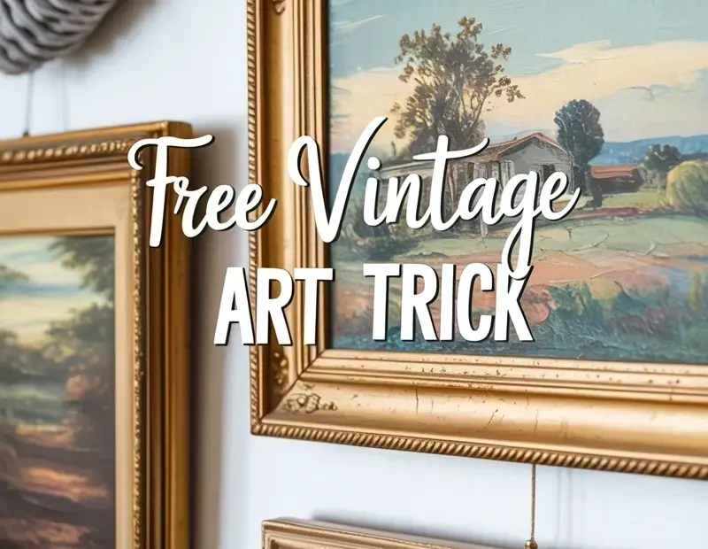 Vintage landscape paintings in gold frames – my free art trick for gallery walls