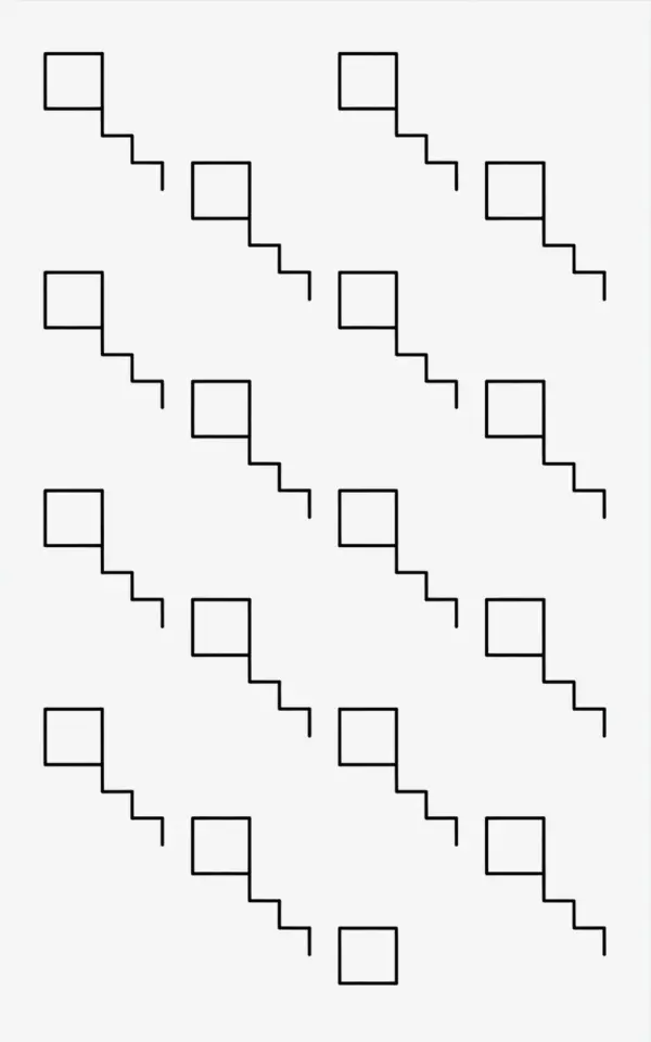 Staircase Gallery Wall Layout | Black and White Line Art Design | Wall Decor Idea