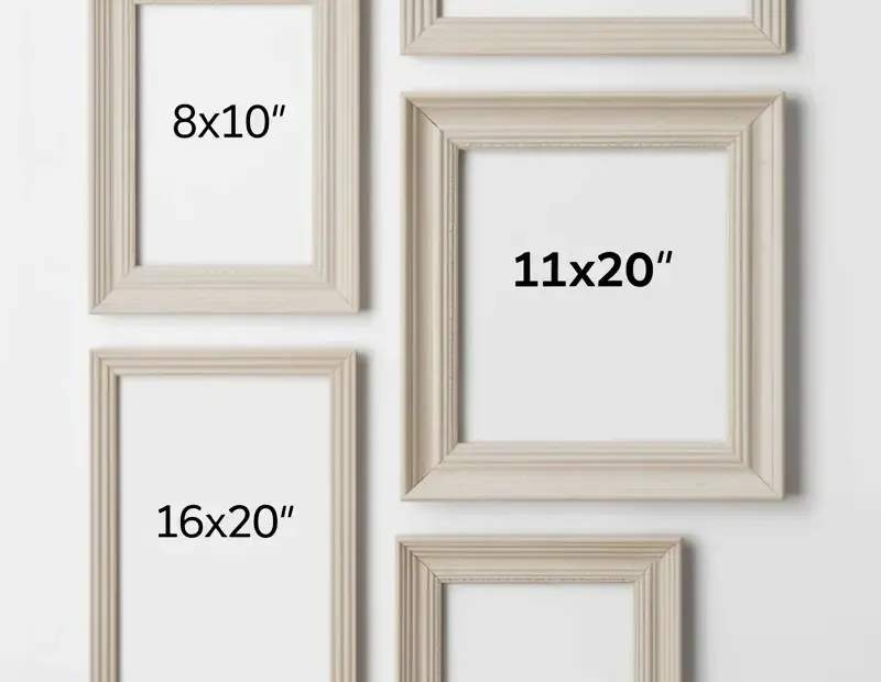 Gallery Wall Layout with 5 Frames - Size Guide for Planning