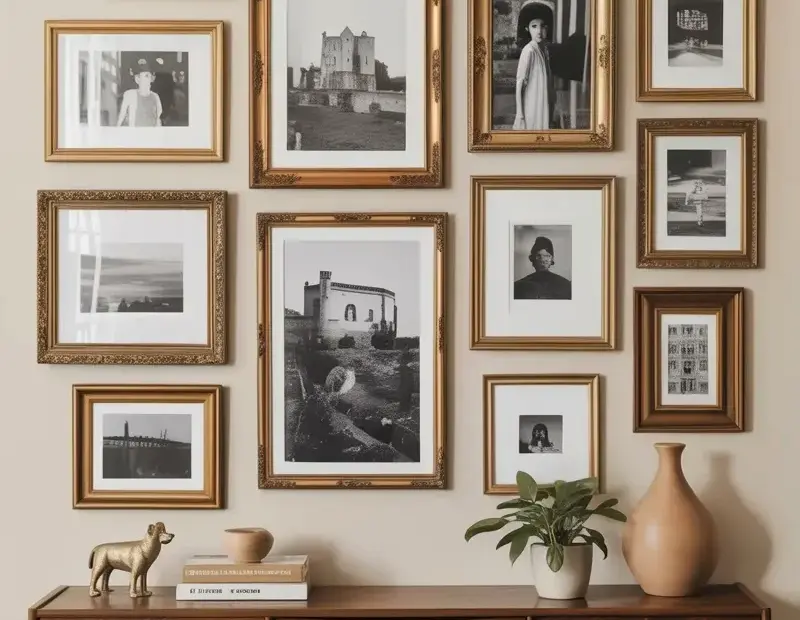 Gallery Wall Before and After: 15 Vintage Frames Arranged Asymmetrically | Black & White Art