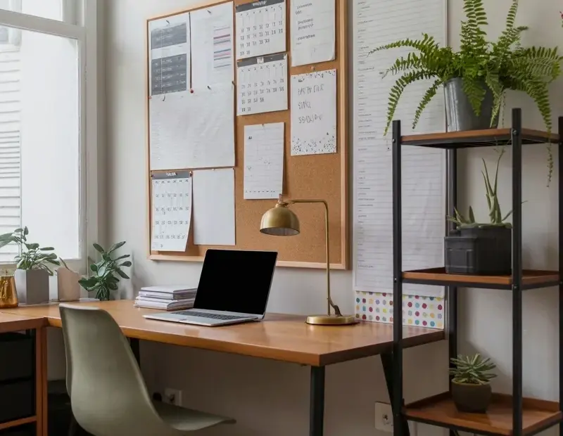 Budget Home Office Wall Decor with Cork Board and Planner | Gallery Wall Alternative