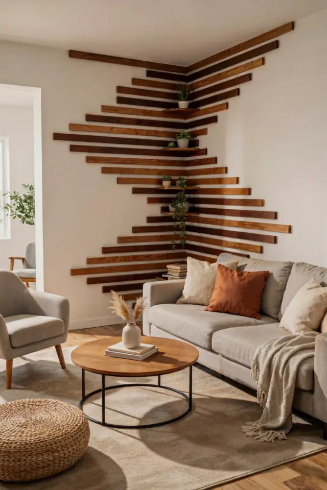 Corner Shelf Plans for a Modern Wood Wall Decor Makeover